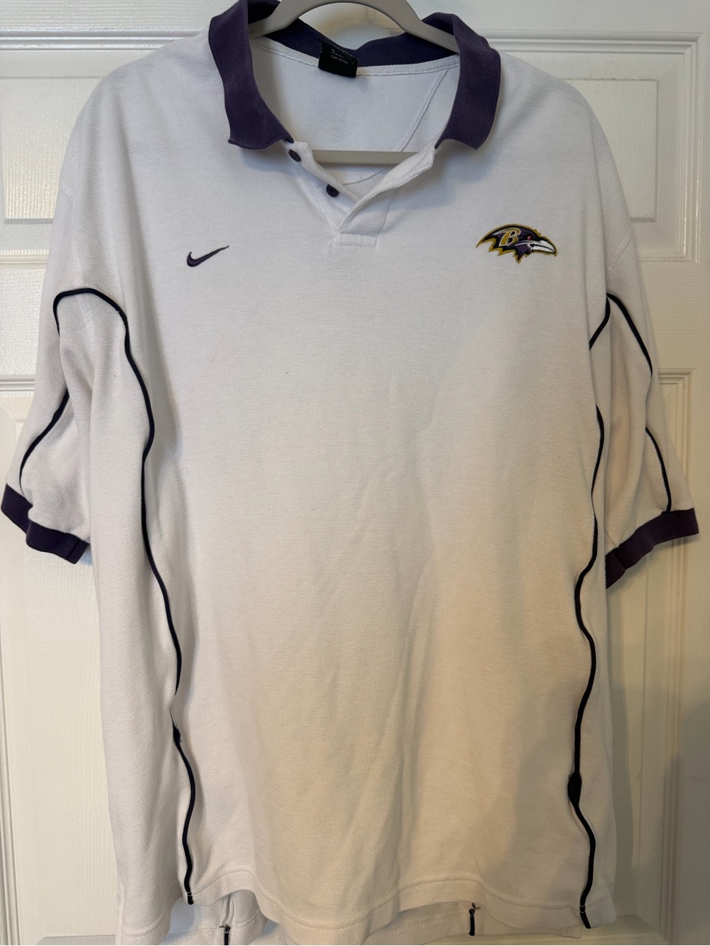 Nike Baltimore Ravens White Polo with Purple Collar and Trim